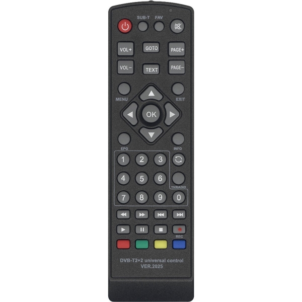 Универсальный пульт Huayu DVB-T2+2 (ver.2025 для приставок DVB-T2 и IP TV) HOD1787