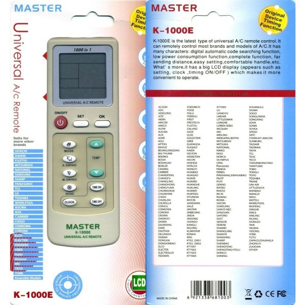 Пульт для кондиционера Master K-1000E